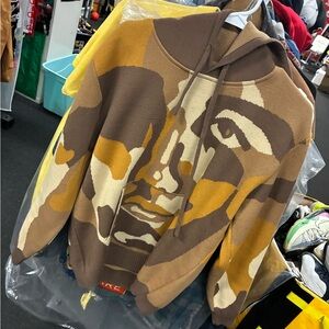 One In a Million Knit Hooded Sweater Men's Size Large Rare Tan Brown Pre Owned